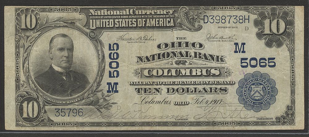 Columbus, OH 1902PB $10 Ch.#5065, 357936, F/VF